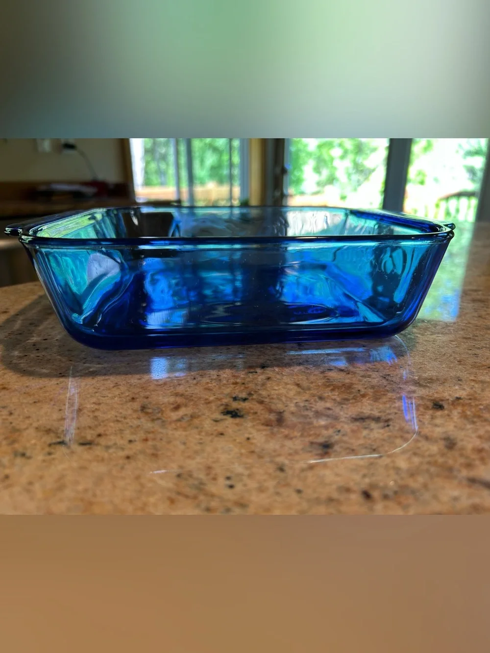 Pyrex #222 R Cobalt Blue Square Baker Dish 8”x8”x2” molded handles 2 Qt capacity